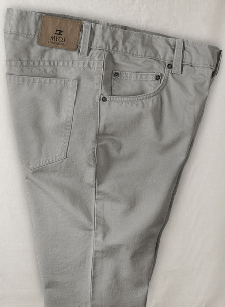 Gray Feather Cotton Canvas Stretch Jeans