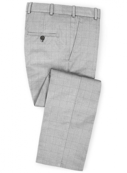 Glen Stretch Cotton Light Gray Pants