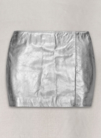 Silver Adjustable Slit Leather Skirt