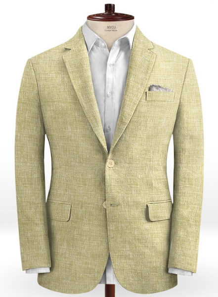 Italian Herringbone Beige Linen Jacket