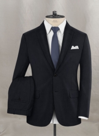 Napolean Dark Blue Herrringbone Wool Suit