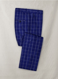 Solbiati Cobalt Blue Checks Seersucker Pants