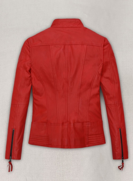 Soft Blood Red Washed and Wax Leather Jacket # 520