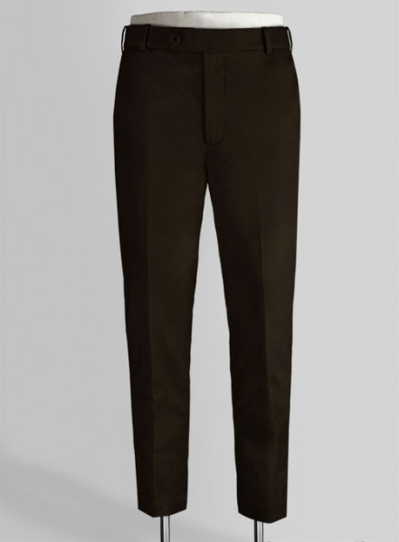 Italian Dark Brown Cotton Stretch Pants : Made To Measure Custom