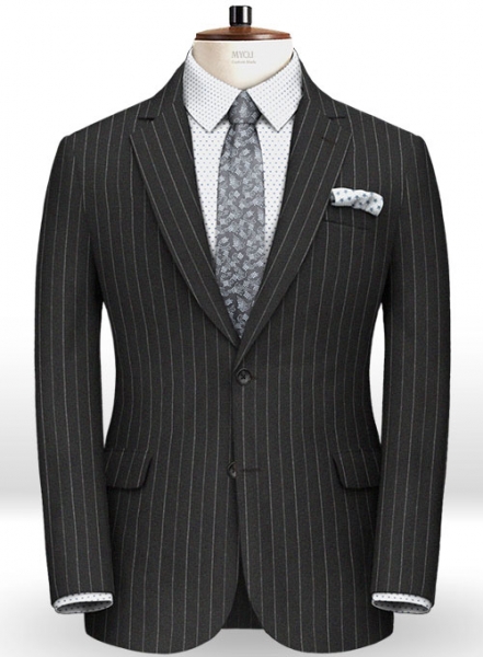 Reda Stripe Black Pure Wool Suit