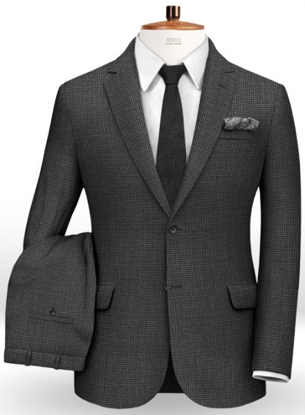 Dogtooth Wool Charcoal Suit