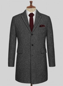 Charcoal Flecks Donegal Tweed Overcoat