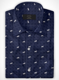 Cotton Horse Blue Shirt - Full Sleeves