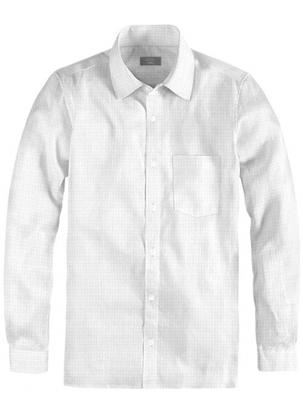 White Self Blocks Shirt - Full Sleeves