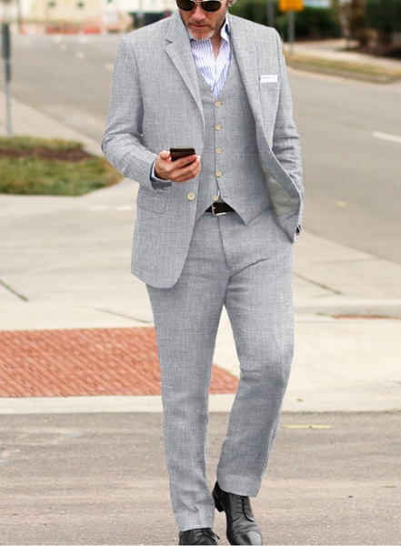 Italian Zod Light Gray Linen Suit