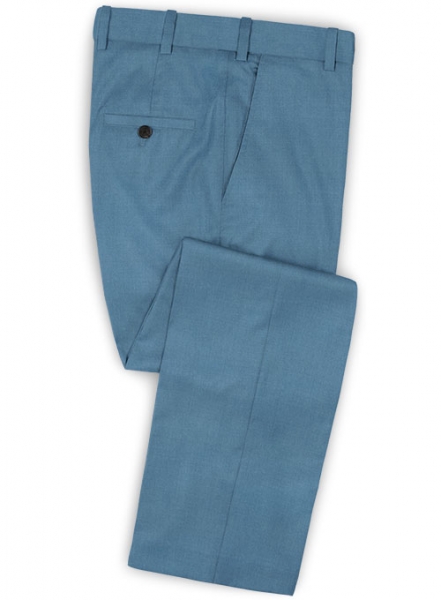 Scabal Steel Blue Wool Pants