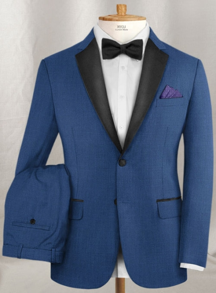 Napolean York Blue Wool Tuxedo Suit