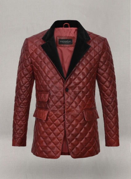 Spanish Red Bocelli Quilted Leather Blazer
