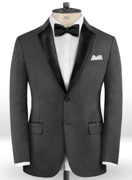 Napolean Sharkskin Charcoal Wool Tuxedo Suit