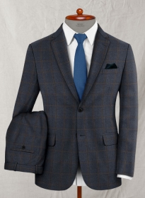 Reda Slate Blue Checks Wool Suit