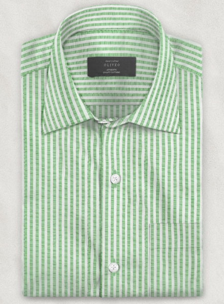 Italian Seersucker Light Green Shirt