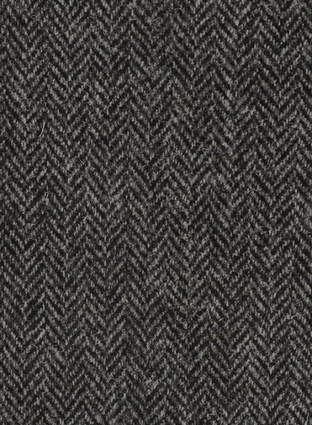 Harris Tweed Dark Gray Herringbone Pea Coat