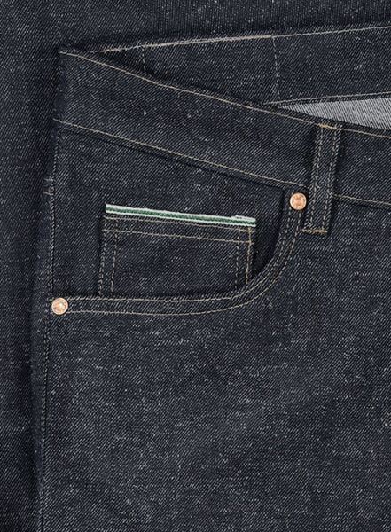 Selvedge Green Denim Jeans - Raw Unwashed