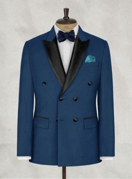 Napolean Casa Blue Wool Tuxedo Jacket Double Breasted