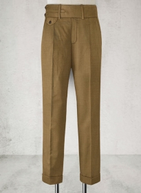 Dark Walnut Khaki Double Gurkha Wool Trousers