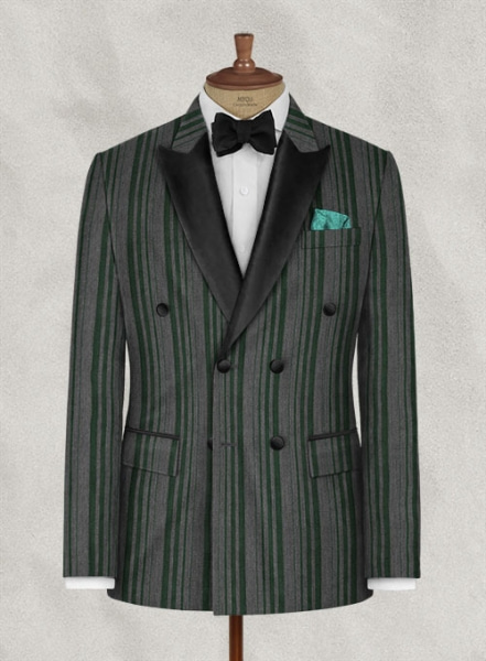 Chive Green Wool Tuxedo Jacket