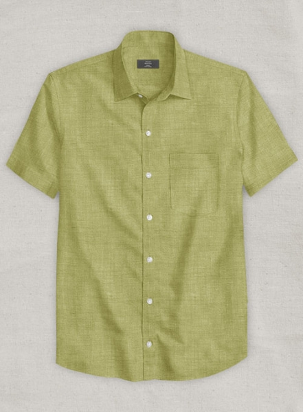Dublin Spring Green Linen Shirt- Half Sleeves