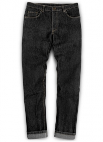 Stretch Cross Hatch Black Jeans - Hard Wash