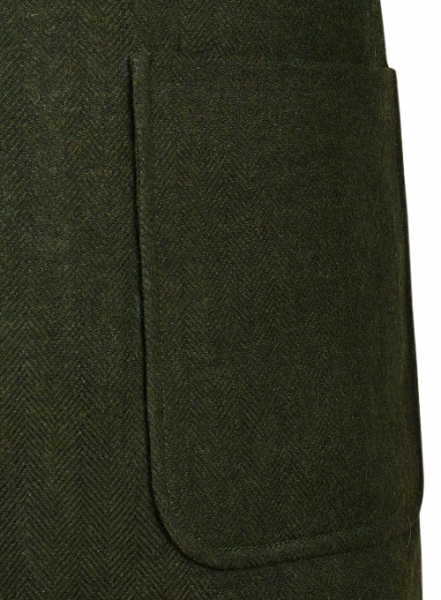 Vintage Herringbone Green Tweed Patch Pocket Jacket