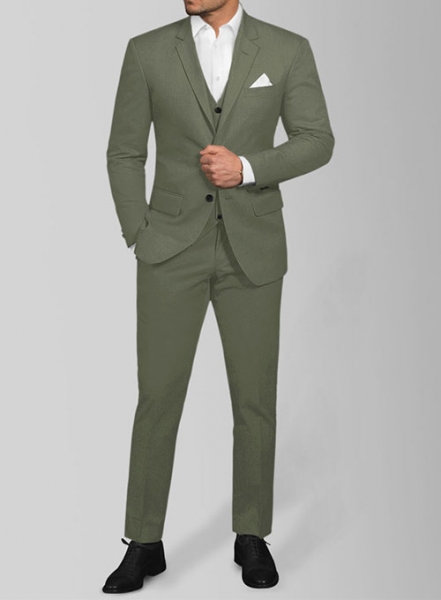 Stretch Summer Olive Green Chino Suit