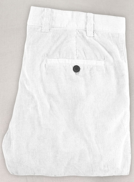White Stretch Corduroy Trousers