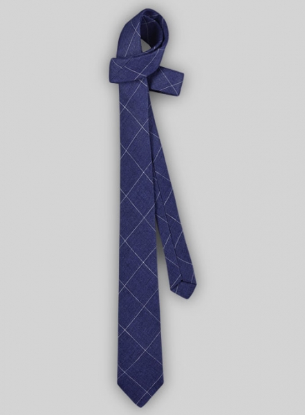 Italian Linen Tie - Cobalt Blue Checks