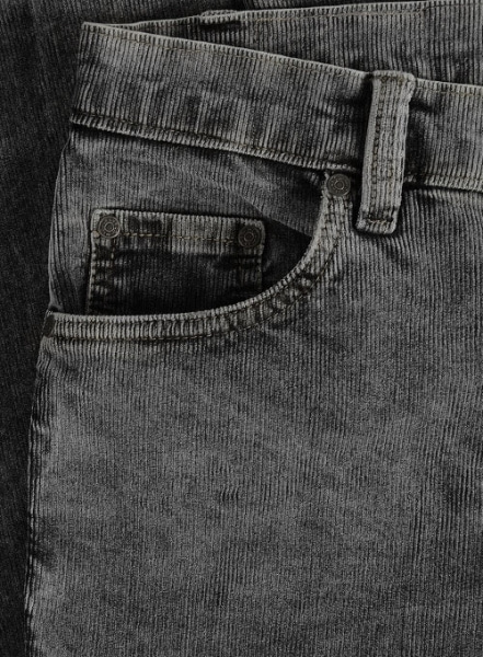 Slate Black Corduroy Stretch Jeans - Blast Wash