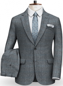 Milan Blue Feather Tweed Suit