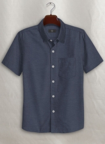 English Twill Slate Blue Shirt - Half Sleeves