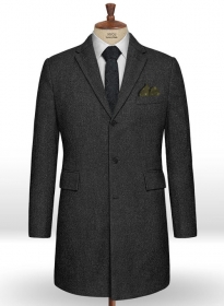 Charcoal Heavy Tweed Overcoat