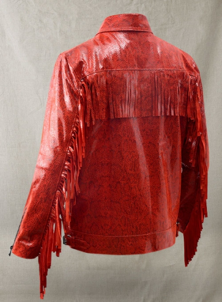 Shiny Red Python Leather Jacket #889