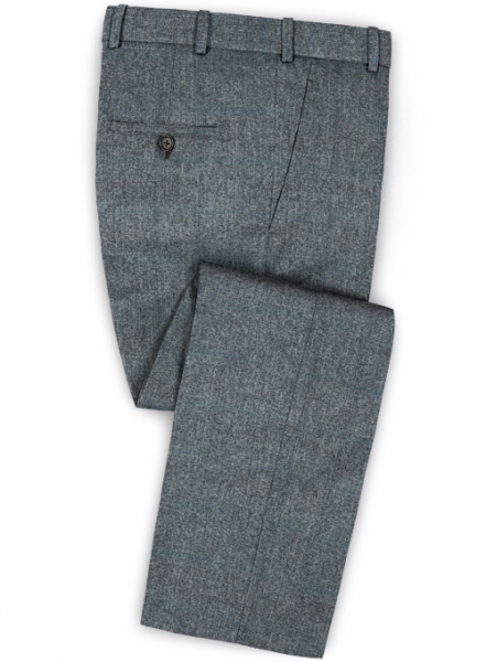 Milan Blue Feather Tweed Pants