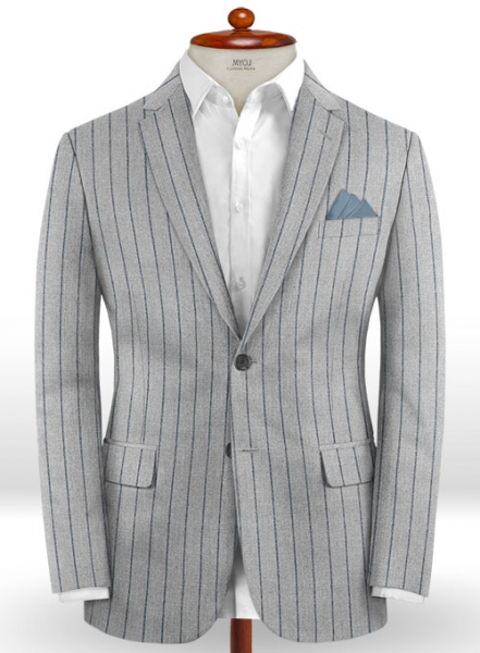 Italian Gray Stripe Cashmere Wool Jacket
