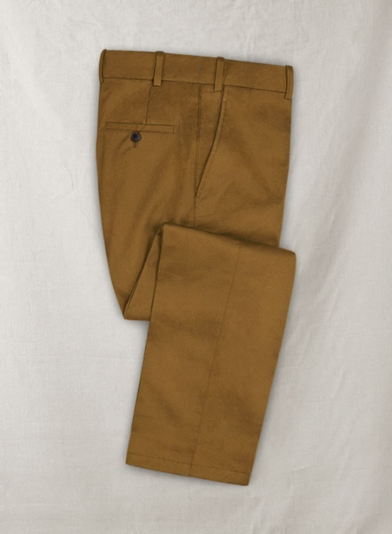 Italian Tan Cotton Stretch Pants : Made To Measure Custom Jeans