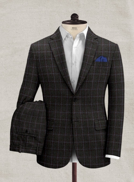 Italian Rimini Dark Gray Checks Tweed Suit
