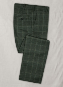 Reda Amazon Green Checks Wool Pants