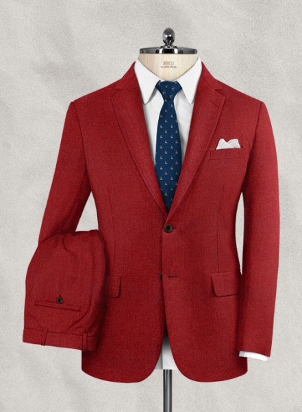 Italian Wool Cashmere Ruby Red Suit