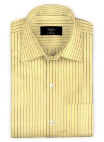 Giza Yellow Stripes Cotton Shirt - Full Sleeves