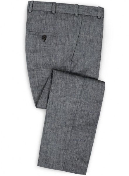 Italian Denim Blue Linen Pants