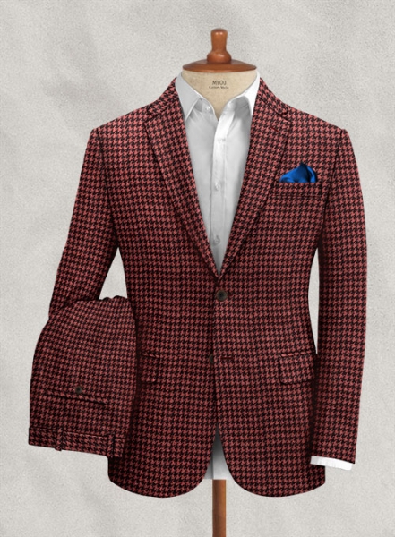 Italian Cerise Houndstooth Tweed Suit