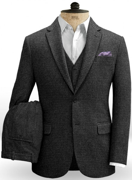 Charcoal Houndstooth Tweed Suit