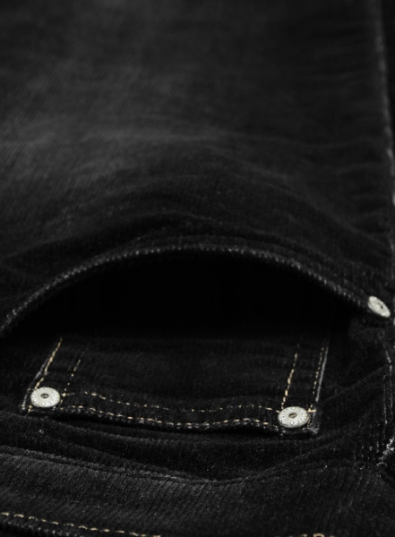 Slate Black Corduroy Stretch Jeans - Treated Hard Wash