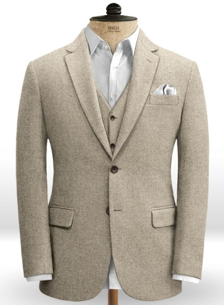 Beige Heavy Tweed Suit