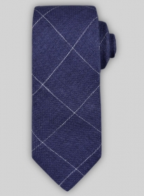 Italian Linen Tie - Cobalt Blue Checks