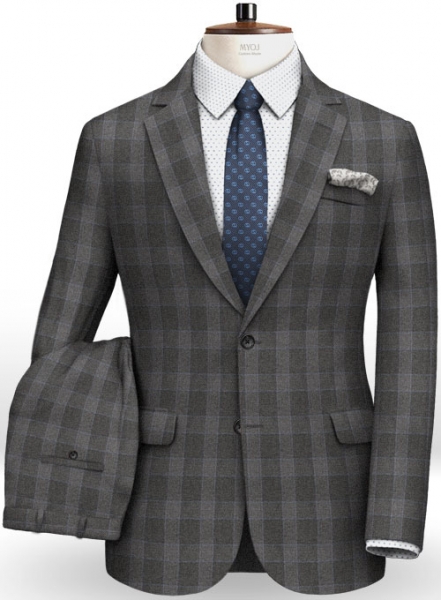 Charcoal Mont Checks Flannel Wool Suit